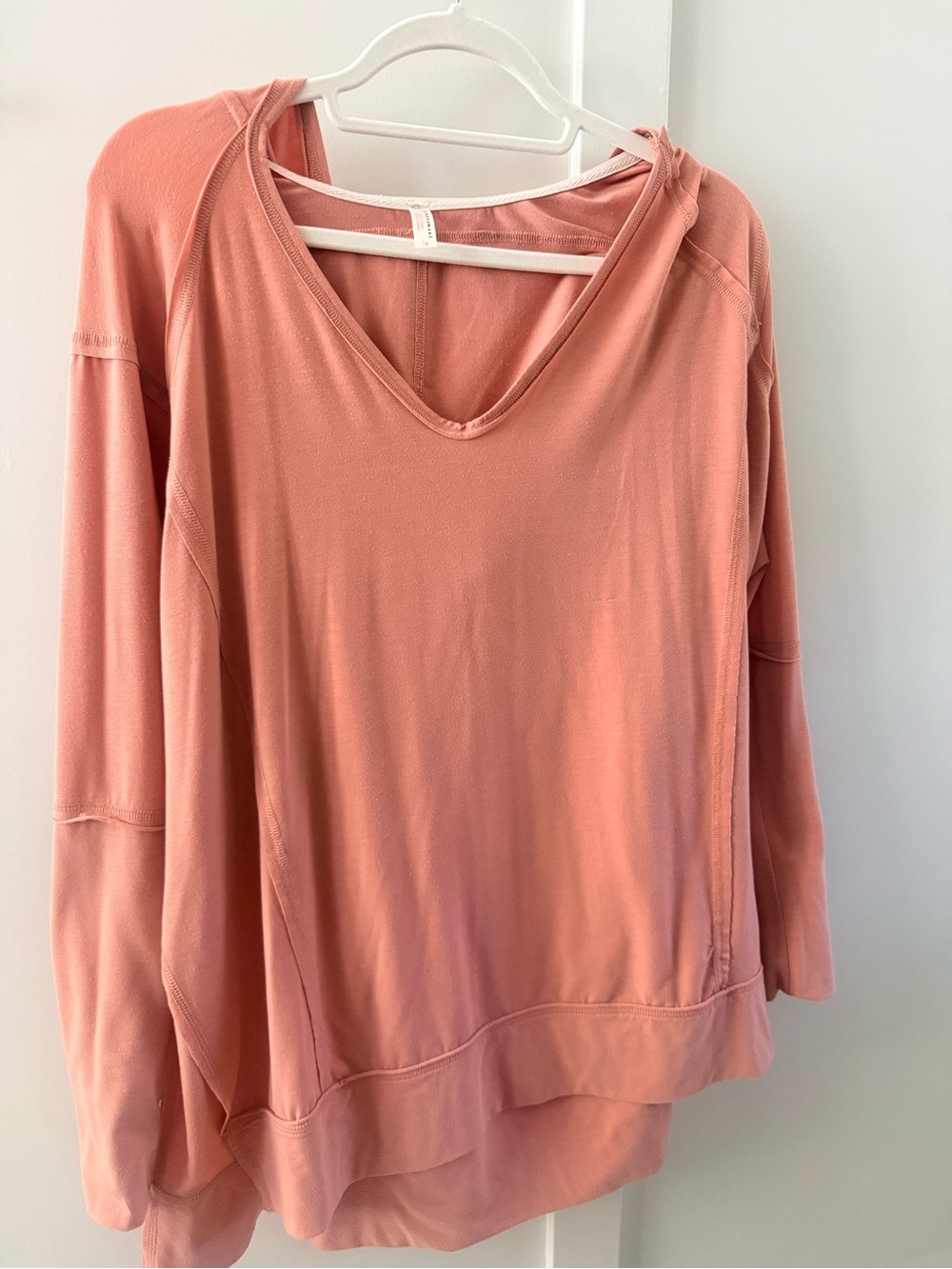 FP Movement Women’s Lightweight HoodieV-Neck Pullover Top in Dusty Coral